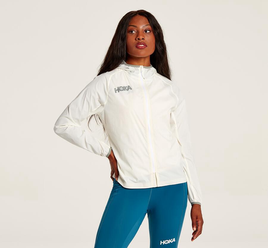 Hoka Womens Jackets NZ - Hoka Full-Zip Wind White (JGV217950)